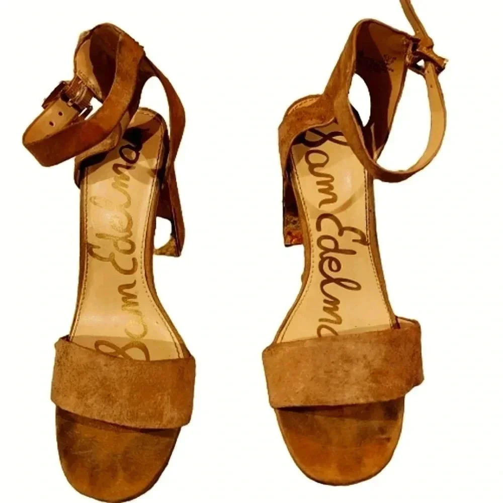 Sam Edelman Suede Ankle-Strap Block Heels | Polished & Modern | Size 6.5 | NWOT